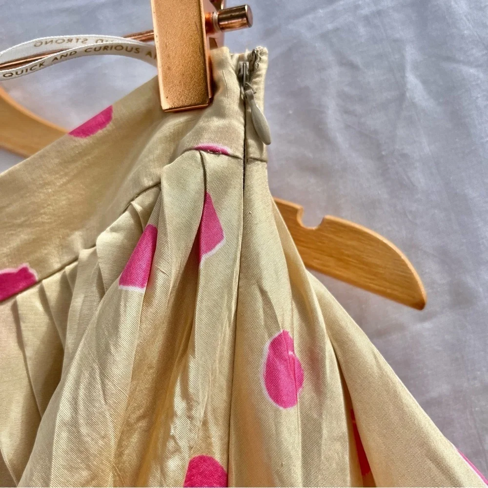KATE SPADE | SKIRT THE RULES MELODY SKIRT IN BEIGE AND PINK POLKA DOTS SIZE 12